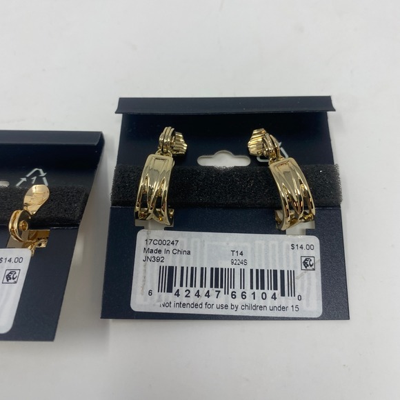 Napier Gold Tone Clip-On Earrings Lot of 2 Pairs Fashion Jewelry E-Z Comfort - Picture 4 of 5